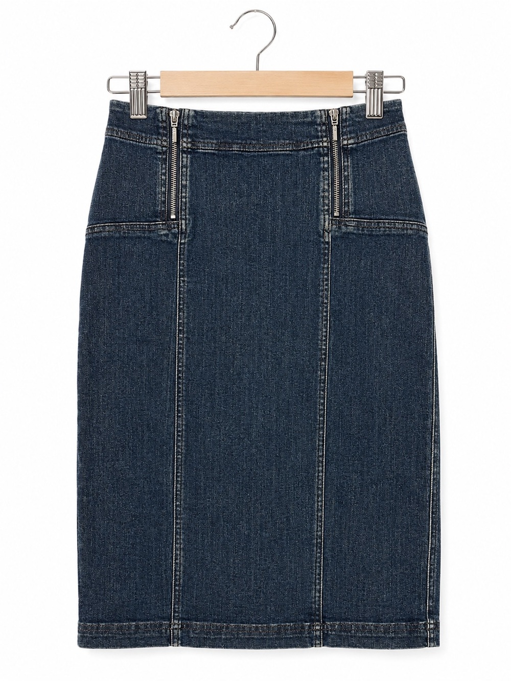 Pilcro Anthropologie Denim Pencil Skirt Zip Detail Dark Wash Size 28